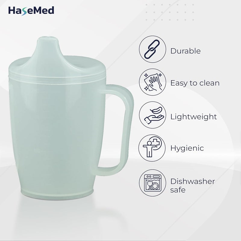 HaseMed Adult Sippy Cup with Easy-Grip Handle & Spout Lid, 8.5 oz – Lightweight & Spill-Resistant Mug for Seniors & Adults, Use for Hot & Cold Beverages, Travel & Home - 3 Pack - Image 3